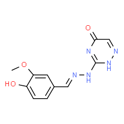 ChemSpider 2D Image | 3-[(2E)-2-(4-Hydroxy-3-methoxybenzylidene)hydrazino]-1,2,4-triazin-5(2H)-one | C11H11N5O3