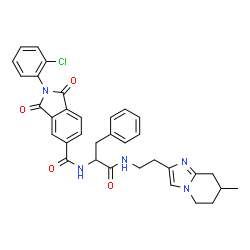 ChemSpider 2D Image | Nalpha-{[2-(2-Chlorophenyl)-1,3-dioxo-2,3-dihydro-1H-isoindol-5-yl]carbonyl}-N-[2-(7-methyl-5,6,7,8-tetrahydroimidazo[1,2-a]pyridin-2-yl)ethyl]phenylalaninamide | C34H32ClN5O4