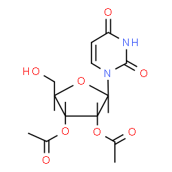 ChemSpider 2D Image | 1-(3,4-Di-O-acetyl-1-deoxy-5-methyl-3,4-di-C-methylhex-2-ulofuranosyl)-2,4(1H,3H)-pyrimidinedione | C17H24N2O8