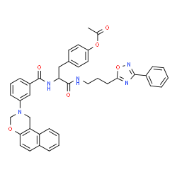 ChemSpider 2D Image | 4-(2-{[3-(1H-Naphtho[1,2-e][1,3]oxazin-2(3H)-yl)benzoyl]amino}-3-oxo-3-{[3-(3-phenyl-1,2,4-oxadiazol-5-yl)propyl]amino}propyl)phenyl acetate | C41H37N5O6