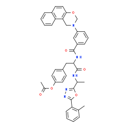 ChemSpider 2D Image | 4-[3-({1-[5-(2-Methylphenyl)-1,3,4-oxadiazol-2-yl]ethyl}amino)-2-{[3-(1H-naphtho[1,2-e][1,3]oxazin-2(3H)-yl)benzoyl]amino}-3-oxopropyl]phenyl acetate | C41H37N5O6