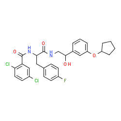 ChemSpider 2D Image | N-{2-[3-(Cyclopentyloxy)phenyl]-2-hydroxyethyl}-Nalpha-(2,5-dichlorobenzoyl)-4-fluorophenylalaninamide | C29H29Cl2FN2O4