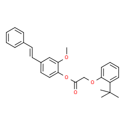 ChemSpider 2D Image | 2-Methoxy-4-[(E)-2-phenylvinyl]phenyl (2-tert-butylphenoxy)acetate | C27H28O4