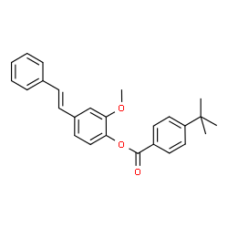 ChemSpider 2D Image | 2-Methoxy-4-[(E)-2-phenylvinyl]phenyl 4-tert-butylbenzoate | C26H26O3