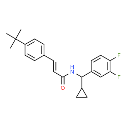 ChemSpider 2D Image | (2E)-N-[Cyclopropyl(3,4-difluorophenyl)methyl]-3-[4-(2-methyl-2-propanyl)phenyl]acrylamide | C23H25F2NO