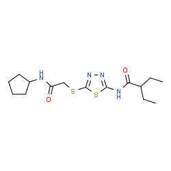 ChemSpider 2D Image | N-(5-{[2-(Cyclopentylamino)-2-oxoethyl]sulfanyl}-1,3,4-thiadiazol-2-yl)-2-ethylbutanamide | C15H24N4O2S2