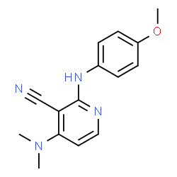 ChemSpider 2D Image | 4-(Dimethylamino)-2-[(4-methoxyphenyl)amino]nicotinonitrile | C15H16N4O