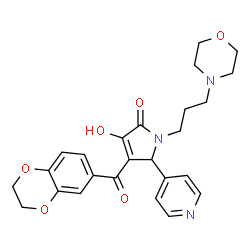 ChemSpider 2D Image | 4-(2,3-Dihydro-1,4-benzodioxin-6-ylcarbonyl)-3-hydroxy-1-[3-(4-morpholinyl)propyl]-5-(4-pyridinyl)-1,5-dihydro-2H-pyrrol-2-one | C25H27N3O6