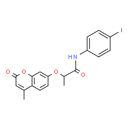 ChemSpider 2D Image | N-(4-Iodophenyl)-2-[(4-methyl-2-oxo-2H-chromen-7-yl)oxy]propanamide | C19H16INO4