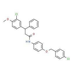 ChemSpider 2D Image | N-{4-[(4-Chlorobenzyl)oxy]phenyl}-3-(3-chloro-4-methoxyphenyl)-3-phenylpropanamide | C29H25Cl2NO3