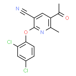 ChemSpider 2D Image | 5-Acetyl-2-(2,4-dichlorophenoxy)-6-methylnicotinonitrile | C15H10Cl2N2O2