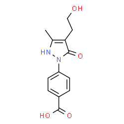 ChemSpider 2D Image | 4-[2,5-Dihydro-4-(2-hydroxyethyl)-3-methyl-5-oxo-1H-pyrazol-1-yl]benzoic acid | C13H14N2O4
