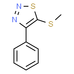 ChemSpider 2D Image | 5-(Methylsulfanyl)-4-phenyl-1,2,3-thiadiazole | C9H8N2S2