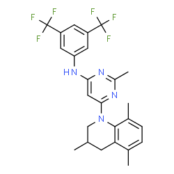 ChemSpider 2D Image | N-[3,5-Bis(trifluoromethyl)phenyl]-2-methyl-6-(3,5,8-trimethyl-3,4-dihydro-1(2H)-quinolinyl)-4-pyrimidinamine | C25H24F6N4