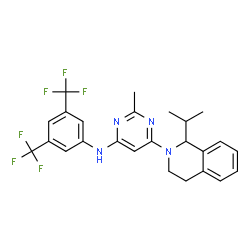 ChemSpider 2D Image | N-[3,5-Bis(trifluoromethyl)phenyl]-6-(1-isopropyl-3,4-dihydro-2(1H)-isoquinolinyl)-2-methyl-4-pyrimidinamine | C25H24F6N4