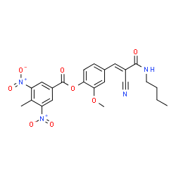 ChemSpider 2D Image | 4-[(1E)-3-(Butylamino)-2-cyano-3-oxo-1-propen-1-yl]-2-methoxyphenyl 4-methyl-3,5-dinitrobenzoate | C23H22N4O8