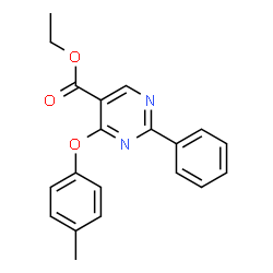 ChemSpider 2D Image | Ethyl 4-(4-methylphenoxy)-2-phenyl-5-pyrimidinecarboxylate | C20H18N2O3