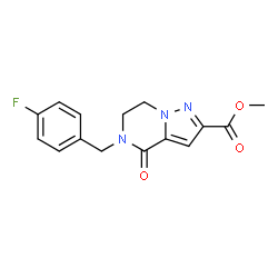ChemSpider 2D Image | Methyl 5-(4-fluorobenzyl)-4-oxo-4,5,6,7-tetrahydropyrazolo[1,5-a]pyrazine-2-carboxylate | C15H14FN3O3