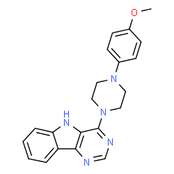 ChemSpider 2D Image | 4-[4-(4-Methoxyphenyl)-1-piperazinyl]-5H-pyrimido[5,4-b]indole | C21H21N5O