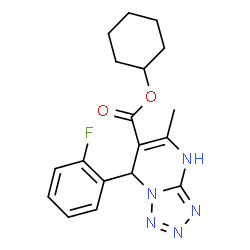 ChemSpider 2D Image | Cyclohexyl 7-(2-fluorophenyl)-5-methyl-1,7-dihydrotetrazolo[1,5-a]pyrimidine-6-carboxylate | C18H20FN5O2