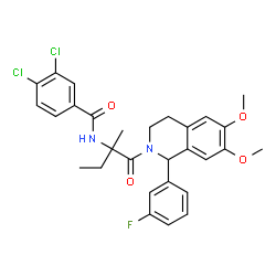 ChemSpider 2D Image | 3,4-Dichloro-N-{1-[1-(3-fluorophenyl)-6,7-dimethoxy-3,4-dihydro-2(1H)-isoquinolinyl]-2-methyl-1-oxo-2-butanyl}benzamide | C29H29Cl2FN2O4