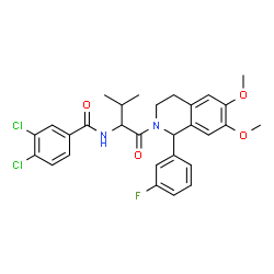 ChemSpider 2D Image | 3,4-Dichloro-N-{1-[1-(3-fluorophenyl)-6,7-dimethoxy-3,4-dihydro-2(1H)-isoquinolinyl]-3-methyl-1-oxo-2-butanyl}benzamide | C29H29Cl2FN2O4