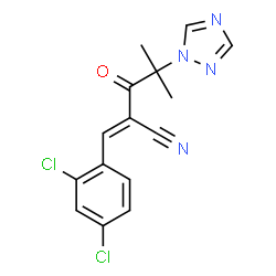 ChemSpider 2D Image | (2E)-2-(2,4-Dichlorobenzylidene)-4-methyl-3-oxo-4-(1H-1,2,4-triazol-1-yl)pentanenitrile | C15H12Cl2N4O