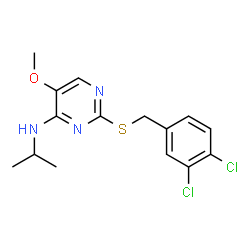 ChemSpider 2D Image | 2-[(3,4-Dichlorobenzyl)sulfanyl]-N-isopropyl-5-methoxy-4-pyrimidinamine | C15H17Cl2N3OS