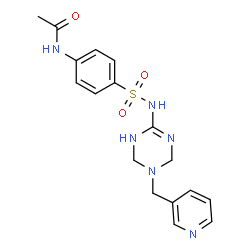 ChemSpider 2D Image | N-(4-{[5-(3-Pyridinylmethyl)-1,4,5,6-tetrahydro-1,3,5-triazin-2-yl]sulfamoyl}phenyl)acetamide | C17H20N6O3S