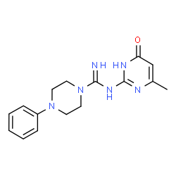 ChemSpider 2D Image | 1-piperazinecarboximidamide, N-(4-hydroxy-6-methyl-2-pyrimidinyl)-4-phenyl- | C16H20N6O