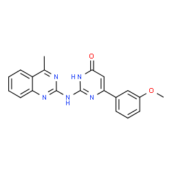 ChemSpider 2D Image | 4-pyrimidinol, 6-(3-methoxyphenyl)-2-[(4-methyl-2-quinazolinyl)amino]- | C20H17N5O2