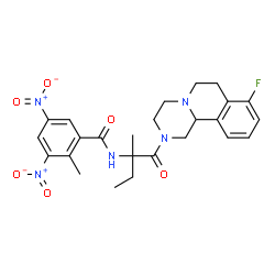 ChemSpider 2D Image | N-[1-(8-Fluoro-1,3,4,6,7,11b-hexahydro-2H-pyrazino[2,1-a]isoquinolin-2-yl)-2-methyl-1-oxo-2-butanyl]-2-methyl-3,5-dinitrobenzamide | C25H28FN5O6