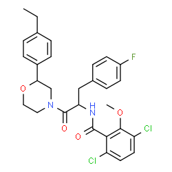 ChemSpider 2D Image | 3,6-Dichloro-N-{1-[2-(4-ethylphenyl)-4-morpholinyl]-3-(4-fluorophenyl)-1-oxo-2-propanyl}-2-methoxybenzamide | C29H29Cl2FN2O4