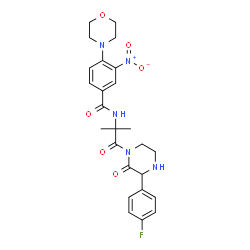 ChemSpider 2D Image | N-{1-[3-(4-Fluorophenyl)-2-oxo-1-piperazinyl]-2-methyl-1-oxo-2-propanyl}-4-(4-morpholinyl)-3-nitrobenzamide | C25H28FN5O6