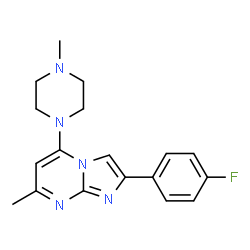 ChemSpider 2D Image | 2-(4-Fluorophenyl)-7-methyl-5-(4-methyl-1-piperazinyl)imidazo[1,2-a]pyrimidine | C18H20FN5
