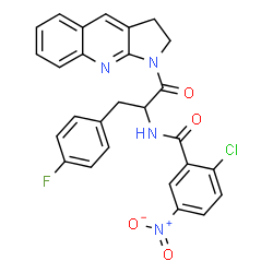 ChemSpider 2D Image | 2-Chloro-N-[1-(2,3-dihydro-1H-pyrrolo[2,3-b]quinolin-1-yl)-3-(4-fluorophenyl)-1-oxo-2-propanyl]-5-nitrobenzamide | C27H20ClFN4O4