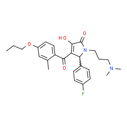 ChemSpider 2D Image | 1-[3-(Dimethylamino)propyl]-5-(4-fluorophenyl)-3-hydroxy-4-(2-methyl-4-propoxybenzoyl)-1,5-dihydro-2H-pyrrol-2-one | C26H31FN2O4