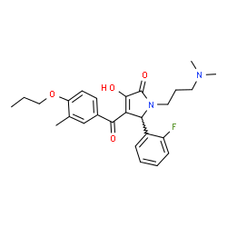 ChemSpider 2D Image | 1-[3-(Dimethylamino)propyl]-5-(2-fluorophenyl)-3-hydroxy-4-(3-methyl-4-propoxybenzoyl)-1,5-dihydro-2H-pyrrol-2-one | C26H31FN2O4