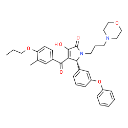 ChemSpider 2D Image | 3-Hydroxy-4-(3-methyl-4-propoxybenzoyl)-1-[3-(4-morpholinyl)propyl]-5-(3-phenoxyphenyl)-1,5-dihydro-2H-pyrrol-2-one | C34H38N2O6