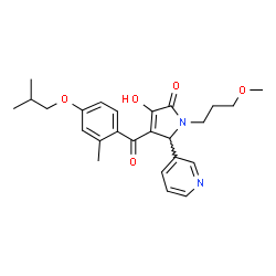 ChemSpider 2D Image | 3-Hydroxy-4-(4-isobutoxy-2-methylbenzoyl)-1-(3-methoxypropyl)-5-(3-pyridinyl)-1,5-dihydro-2H-pyrrol-2-one | C25H30N2O5