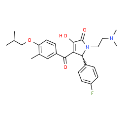 ChemSpider 2D Image | 1-[2-(Dimethylamino)ethyl]-5-(4-fluorophenyl)-3-hydroxy-4-(4-isobutoxy-3-methylbenzoyl)-1,5-dihydro-2H-pyrrol-2-one | C26H31FN2O4