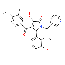 ChemSpider 2D Image | 5-(2,3-Dimethoxyphenyl)-3-hydroxy-4-(4-methoxy-3-methylbenzoyl)-1-(3-pyridinylmethyl)-1,5-dihydro-2H-pyrrol-2-one | C27H26N2O6