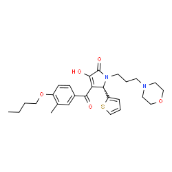 ChemSpider 2D Image | 4-(4-Butoxy-3-methylbenzoyl)-3-hydroxy-1-[3-(4-morpholinyl)propyl]-5-(2-thienyl)-1,5-dihydro-2H-pyrrol-2-one | C27H34N2O5S