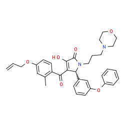 ChemSpider 2D Image | 4-[4-(Allyloxy)-2-methylbenzoyl]-3-hydroxy-1-[3-(4-morpholinyl)propyl]-5-(3-phenoxyphenyl)-1,5-dihydro-2H-pyrrol-2-one | C34H36N2O6