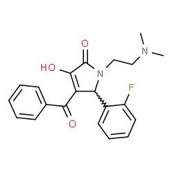 ChemSpider 2D Image | 4-Benzoyl-1-[2-(dimethylamino)ethyl]-5-(2-fluorophenyl)-3-hydroxy-1,5-dihydro-2H-pyrrol-2-one | C21H21FN2O3