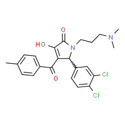 ChemSpider 2D Image | 5-(3,4-Dichlorophenyl)-1-[3-(dimethylamino)propyl]-3-hydroxy-4-(4-methylbenzoyl)-1,5-dihydro-2H-pyrrol-2-one | C23H24Cl2N2O3