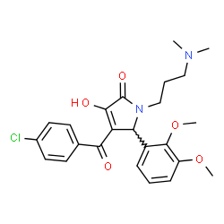 ChemSpider 2D Image | 4-(4-Chlorobenzoyl)-5-(2,3-dimethoxyphenyl)-1-[3-(dimethylamino)propyl]-3-hydroxy-1,5-dihydro-2H-pyrrol-2-one | C24H27ClN2O5