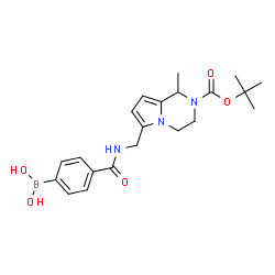 ChemSpider 2D Image | (4-{[(1-Methyl-2-{[(2-methyl-2-propanyl)oxy]carbonyl}-1,2,3,4-tetrahydropyrrolo[1,2-a]pyrazin-6-yl)methyl]carbamoyl}phenyl)boronic acid | C21H28BN3O5