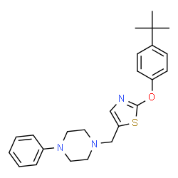 ChemSpider 2D Image | 1-({2-[4-(2-Methyl-2-propanyl)phenoxy]-1,3-thiazol-5-yl}methyl)-4-phenylpiperazine | C24H29N3OS