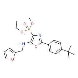 ChemSpider 2D Image | Ethyl methyl {2-(4-tert-butylphenyl)-5-[(2-furylmethyl)amino]-1,3-oxazol-4-yl}phosphonate | C21H27N2O5P